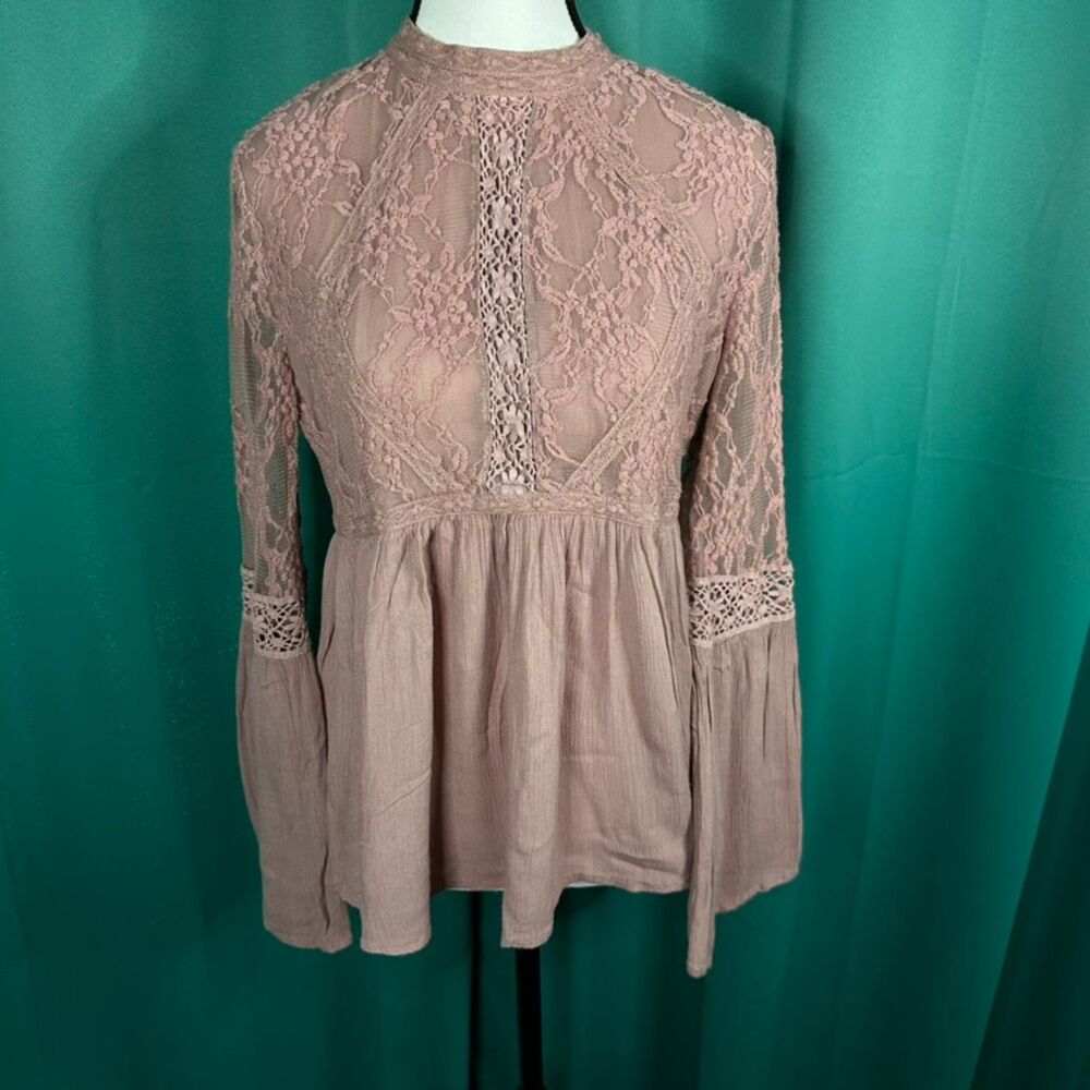 American Eagle Outfitters Mauve Pink Mixed Media Top Siz M Fairycore Wimsygoth